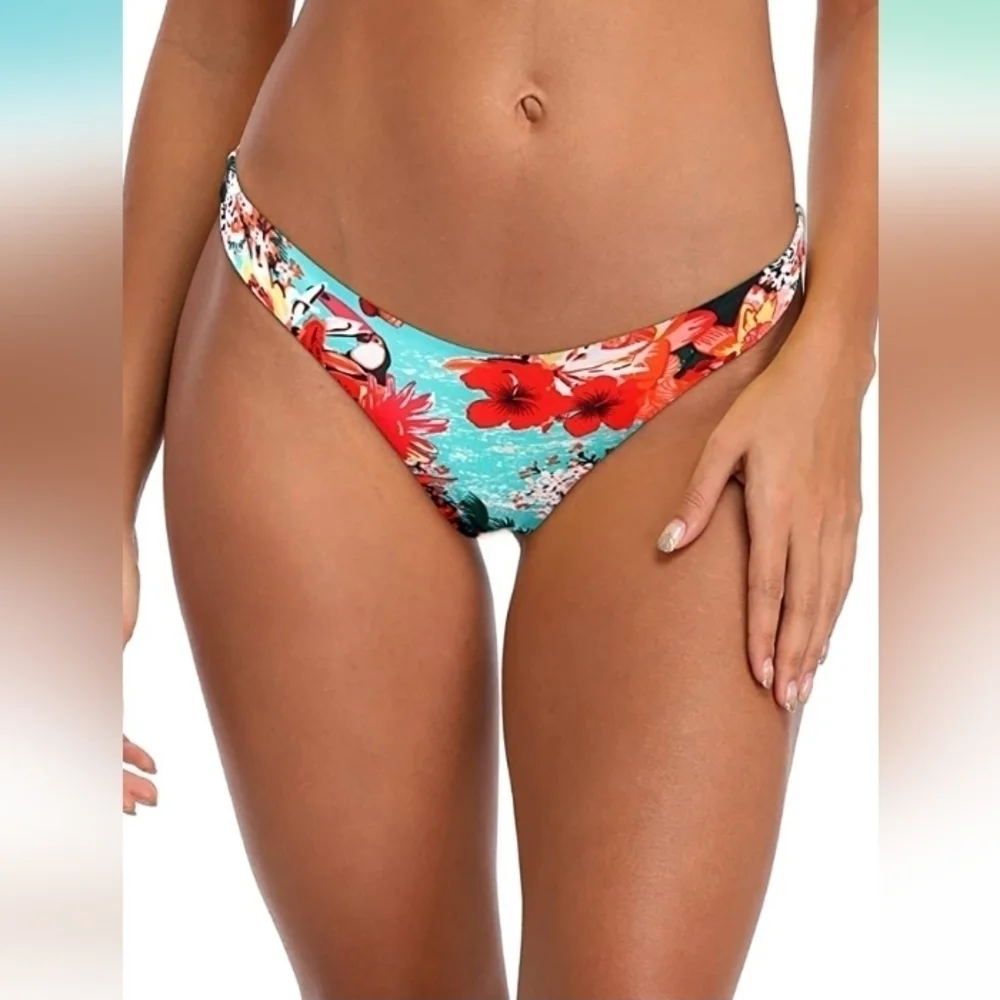 RELLECIGA Women's‎ Tropical Print Cheeky Brazilian Cut 2 Piece Bikini Swimsuit L